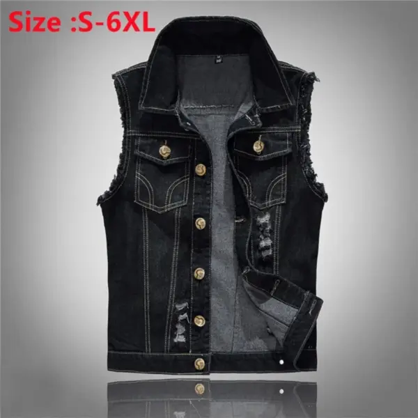 2025 Men's Fashion Jeans Sleeveless Jacket Vest Male Black Blue Denim Jeans Vest Man Cowboy Outdoors Waistcoat Mens Jacket Vest