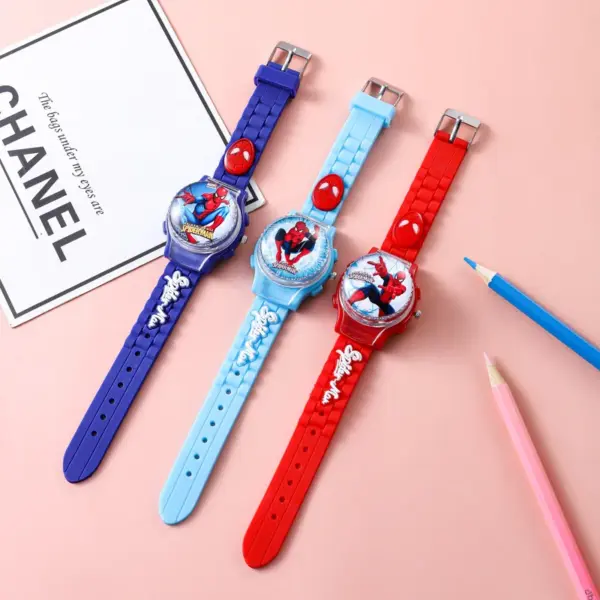 Disney Frozen Elsa children's watches flip with turnable cartoon Avengers Spiderman toy watch boy's girl's birthday kids gifts
