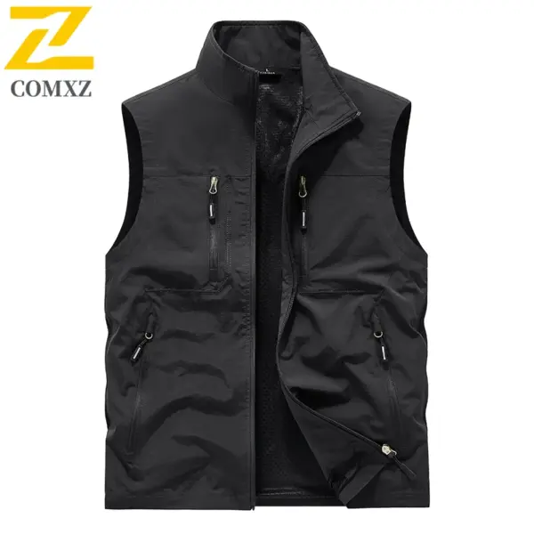 New Vest Men's Spring and Autumn Casual Multifunctional Zipper Pocket Sleeveless Work Jacket Outdoor Photography Fishing Coat