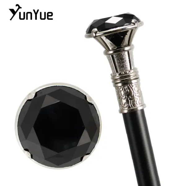 Black Diamond Type Silver Walking Cane Gentleman Elegant Fashion Decorative Walking Stick Lady Vintage Cosplay Crosier Knob Cane