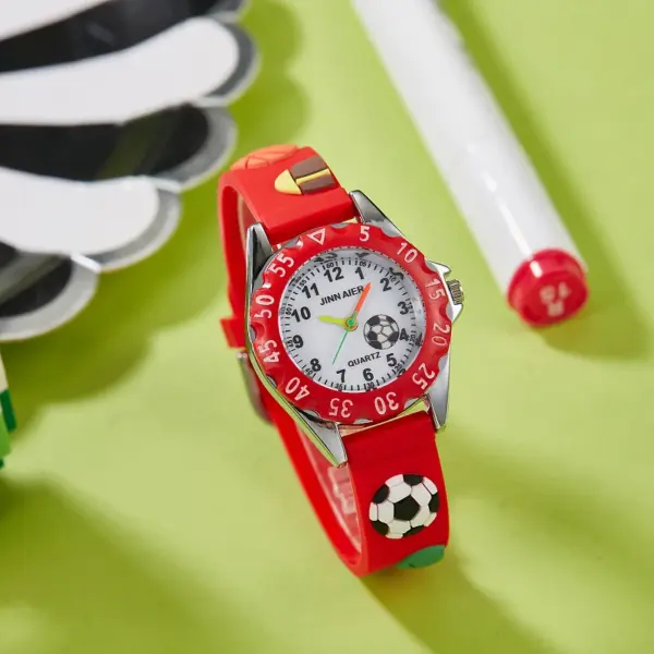 New Trendy 3D Soccer Kids Watches Silicone Band Durable Safe for Ages 3+ children Football peripheral Gift for Active Boys Girls