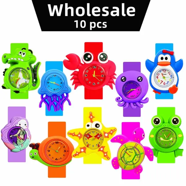 10 Pieces Wholesale Boys Children Watches Cartoon Crabs/Turtles/Crocodiles/Starfish Toys Girls Kids Watch Bracelets