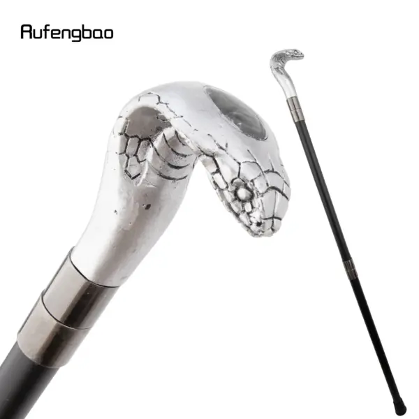 White Resin Snake Cobra Head Walking Cane Fashion Decorative Steel Stick Gentleman Elegant Cosplay Cane Knob Crosier 95cm