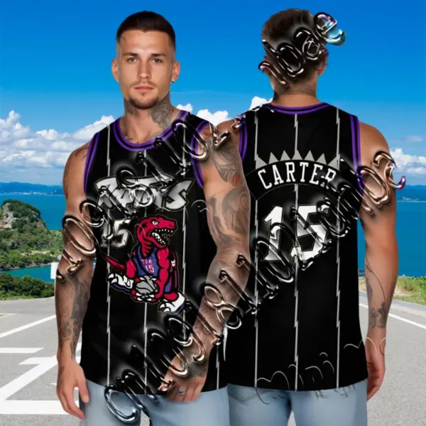 25 Year Raptors 15 Carter Special Retired Retro Shirt Boys and Girls Basketball Set Performance Set Training Set Tank Top Set