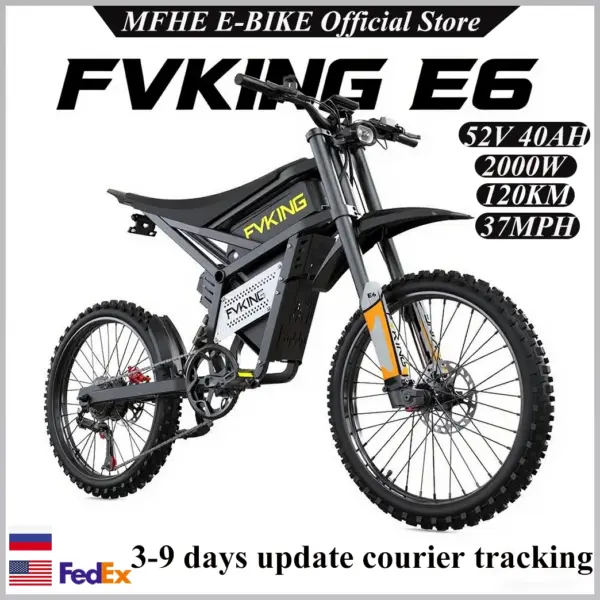 E6 Electric Motorcycle Adult 2900W (Peak) Motor 25 Inch Tire Electric Bike Dual Battery 52V40AH Speed 60Km/h Mountain E-BIKE