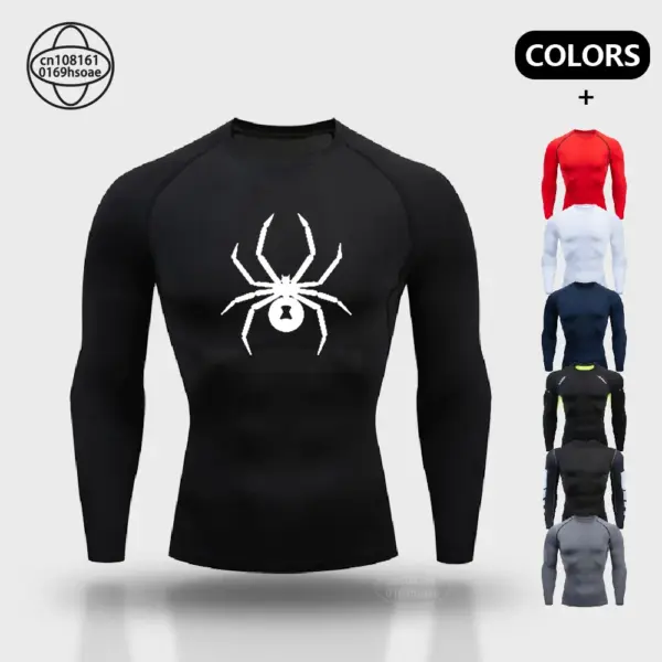 Gym Jogging Training Quick-drying Long-sleeved Men's Printed Breathable Sports T-shirt Daily Casual Fitness Clothing Top S-3XL