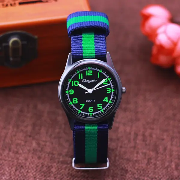 Chaoyada Woman Man Color Stripe Canvas Strap Wrist Watches Children Child Boys Girls Students Fluorescent Digital Test Watches