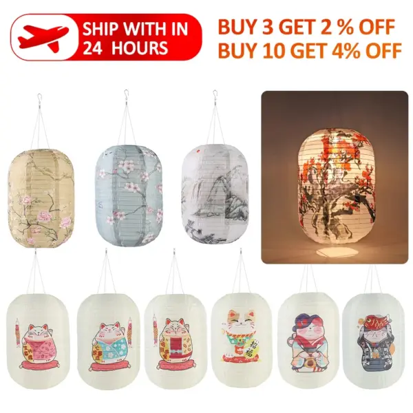 10inch/25cm Waterproof LED Solar Cloth Japanese Lantern Outdoors Festival Wedding Party Garden Hanging Lamp Light Decor