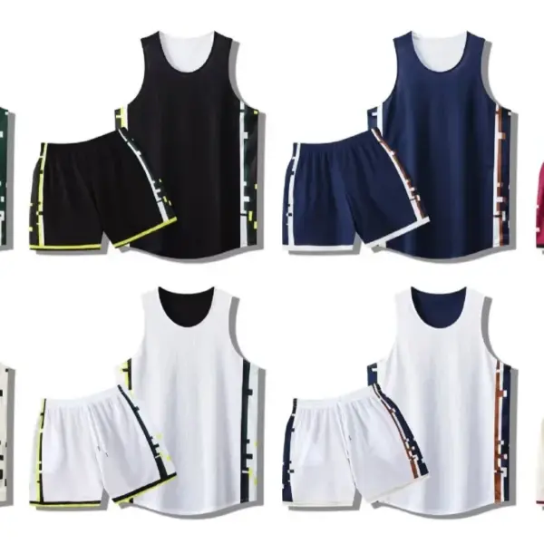 American Style Double-Sided Basketball Uniform Set for Men Training Jersey Kids Basketball Clothing Set Reversible Training Gear