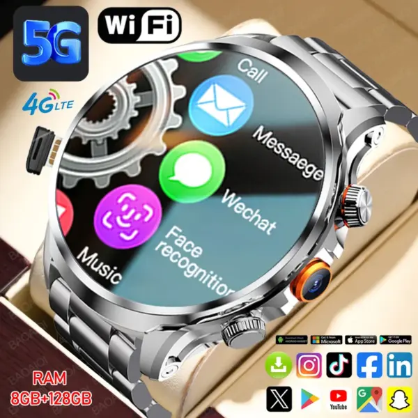 5G/4G Smart Watch Men 1.95 inch HD AMOLED 8GB+128GB RAM 500W Camera WatchSmart GPS WIFI Google APPS Download Smartwatch 1100mah