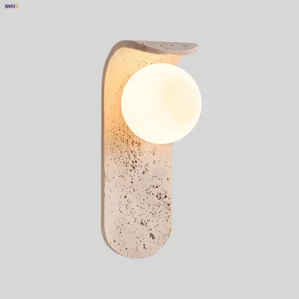 IWHD White Glass LED Wall Lamp Sconce Bedside Foyer Aisle Nordic Modern Yellow Cave Stone Creative Stair Light Fixture Lamparas