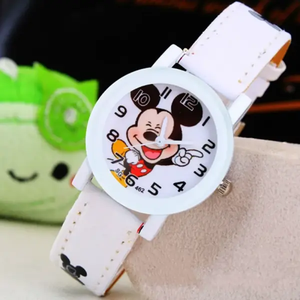 Cartoon Watch Students Cute Kids Mickey Mouse Watches Children Boys Girls Pu Leather Quartz WristWatch Clock Birthday Gifts
