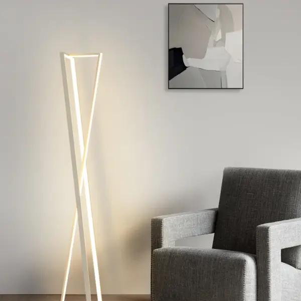 Modern Black White Geometry Led Floor Lamp Living Room Standing Lights Home Decor Bedroom Bedside Light Dimmable Floor Lighting