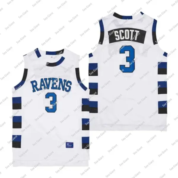 Basketball jerseys One Tree Hill 3 23 Scott Ravens jersey Sewing embroidery Cheap High Quality Outdoor sportswear White Black