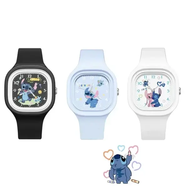 Disney Stitch Children Watch Kids Watches Silicone Wrist Strap Sports Mickey Children Quartz Wristwatch Girls Gifts