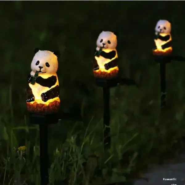 Outdoor Waterproof Solar Powered Lamp Panda Style LED Solar Garden Lights Courtyard Landscape Path Lawn Street Decorative Light