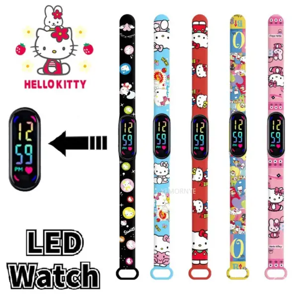Pokemon Anime Cartoon Figure Pikachu Melody Kt Cat Waterproof LED Watch Touch Screen Kids Children Birthday Chritmas Gifts Toys
