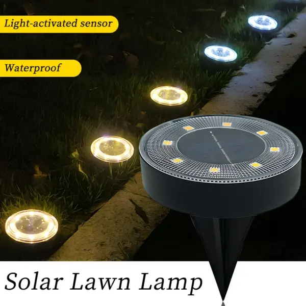 1-8PCS Solar IP68 LED Floor Lamps Outdoor Lawn Lights Waterproof Underground Lamps for Lawn Decoration Garden Terrace Courtyar