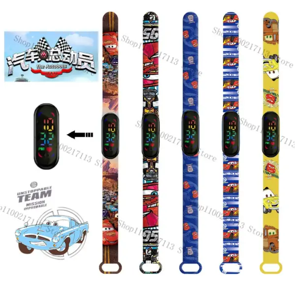 Disney Cars cartoon print children's watch anime figure The Autobots DIY LED Waterproof Electronic kids Watch birthday gifts