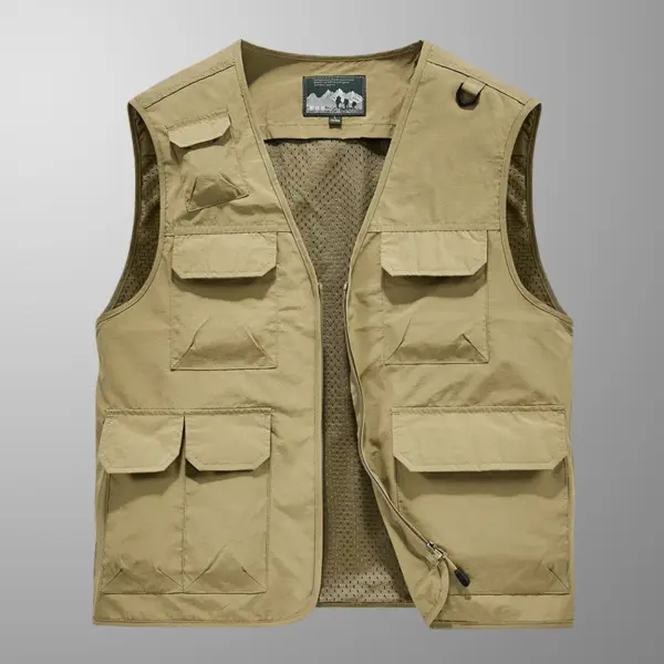 New outdoor multifunctional workwear vest zipper multi pocket workwear jacket spring and autumn shoulder breathable sports vest