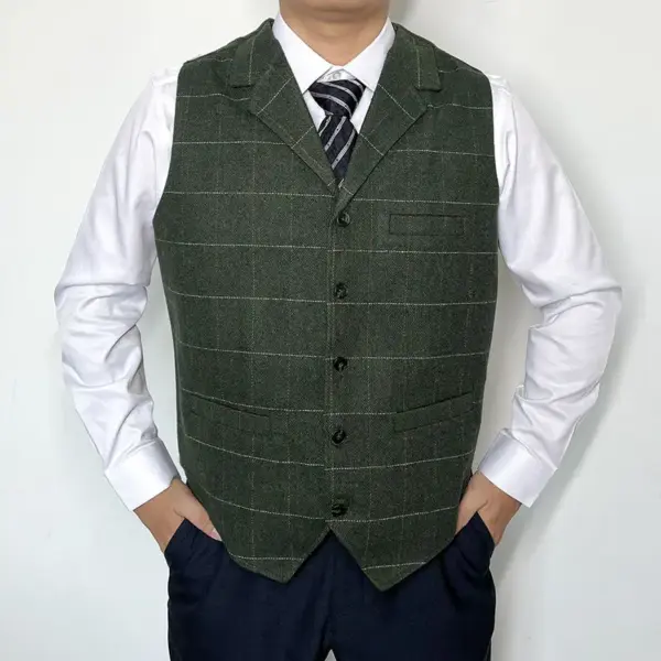 Smart Casua Autumn New Men Coat Vests Collarless Plaid Slim Lapel Single Breasted Trend Fashion All-match Sleeveless Waistcoat