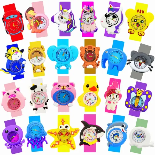 2025 New Cartoon Boys Girls Children Watches Baby Learn Look Time Toy Slap Bracelet Kids Watch Christmas Gift for Kid Aged 2-15