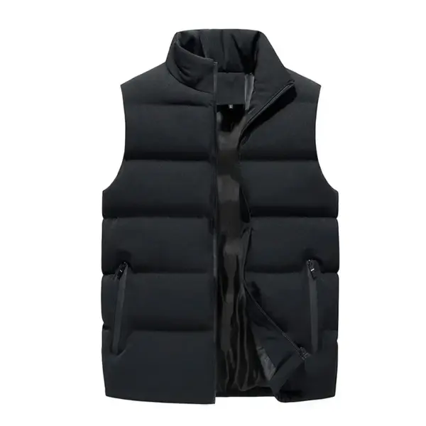 Korean Version New Men's Autumn and Winter Style Solid Color Thickened Warm and Cold-proof Casual Large-size Vest Jacket.