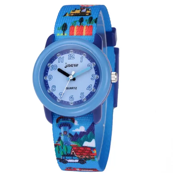 Creative Textile Strap Children's Cartoon Ocean Blue Camouflage Watch Waterproof Quartz Clock for Boys and Girls Reloj