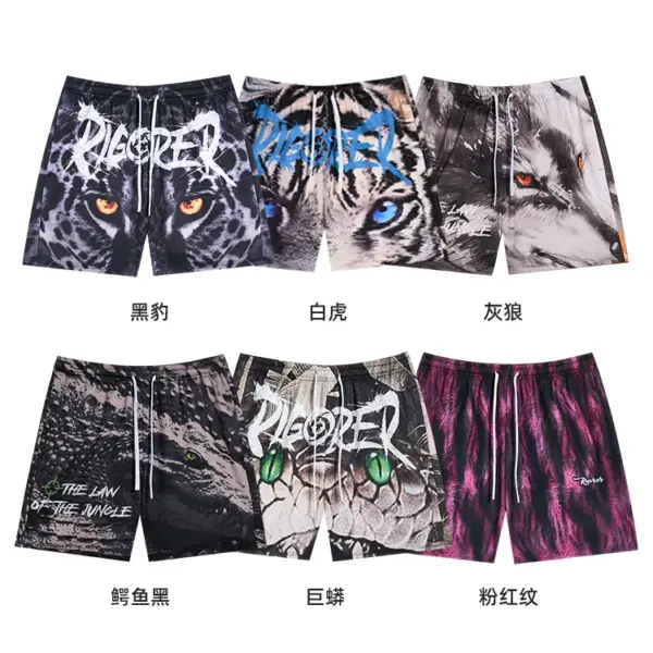 RIGORER Jungle Flower Shorts Woven Quadrant Men Summer Print Sports Trendy Basketball Shorts Sportswear Z124213120
