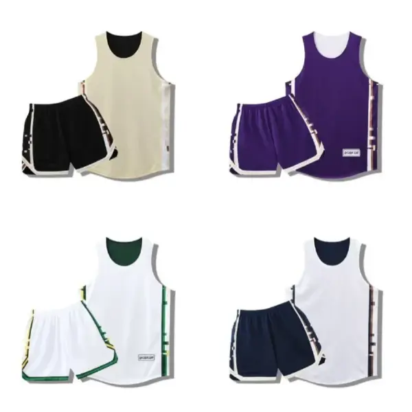 Double-Sided Basketball Outfit Casual Fashion Set Quick-Dry Vest Shorts Two-Piece Set New Lettering Teenage-Free Shipping