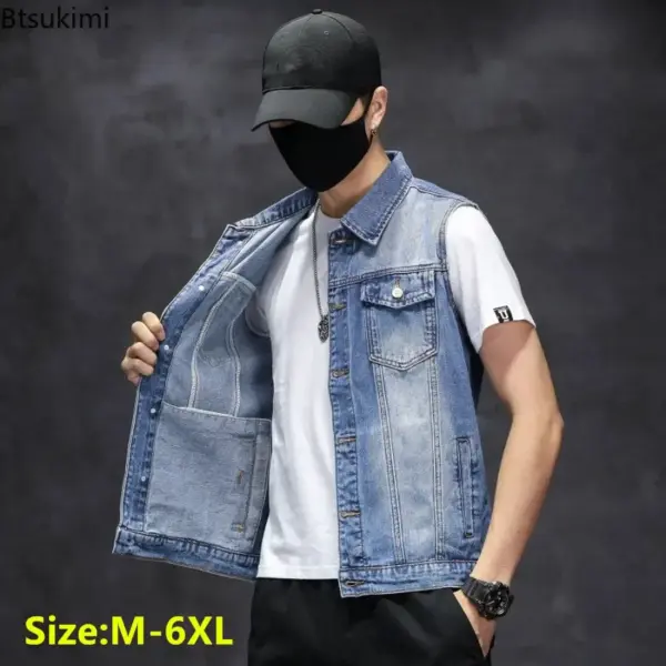 Brand New Men's Ripped Denim Vests Hip Hop Streetwear Fashion Sleeveless Cotton Jacket High Quality Man Casual Cowboy Waistcoat