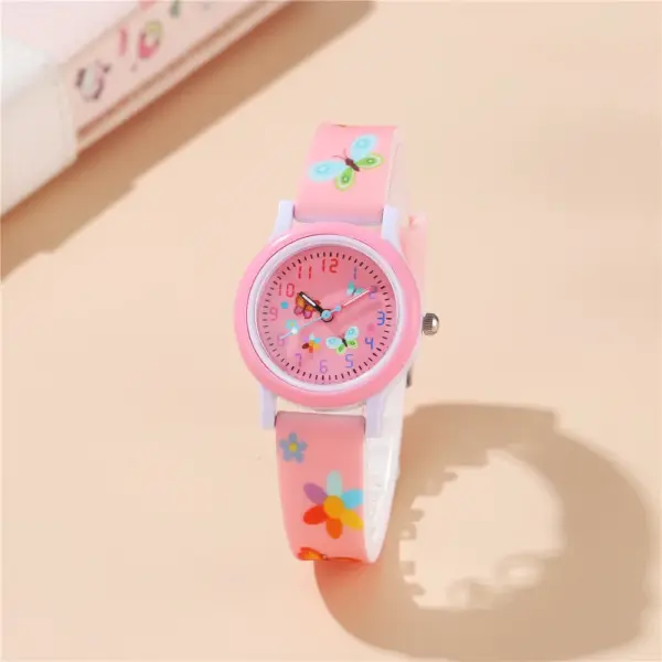 Cartoon Watches Colorful Children Watch For Boys Girls Kids Watches Quartz Wristwatch Butterfly Silicone Strap