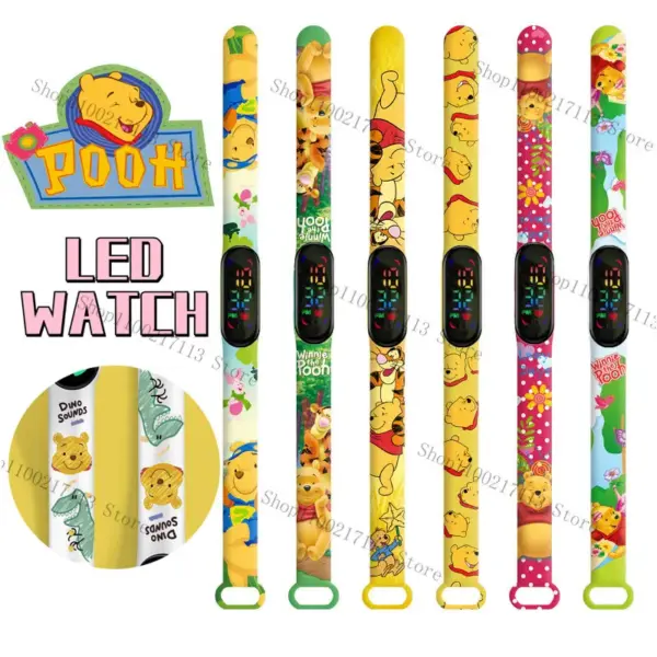 Disney Winnie the Pooh children's watches cartoon print strap LED touch waterproof Sports electronic kids watch birthday gifts