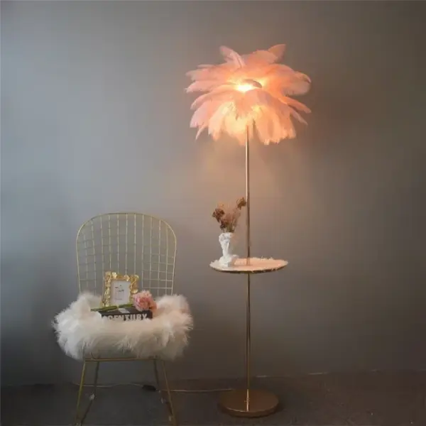 Ostrich Feather Floor Lamps Nordic Luxury Resin Floor Atmsphere Lamp For Home Decor Bedroom Sofa Corner Indoor Standing Lights
