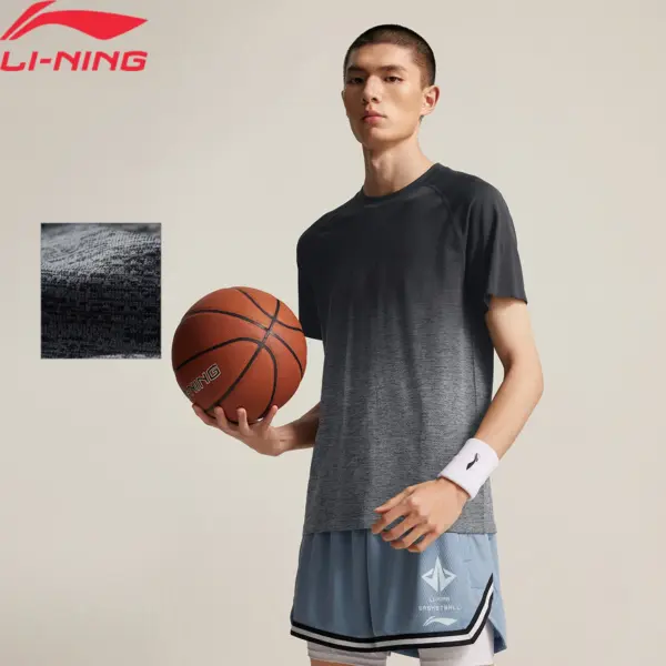 Li-Ning Men JIMMY BUTLER Professional Basketball T-Shirt 66%Polyamide 34%Polyester Slim Fit LiNing Crew Neck Tee Tops ATSV049