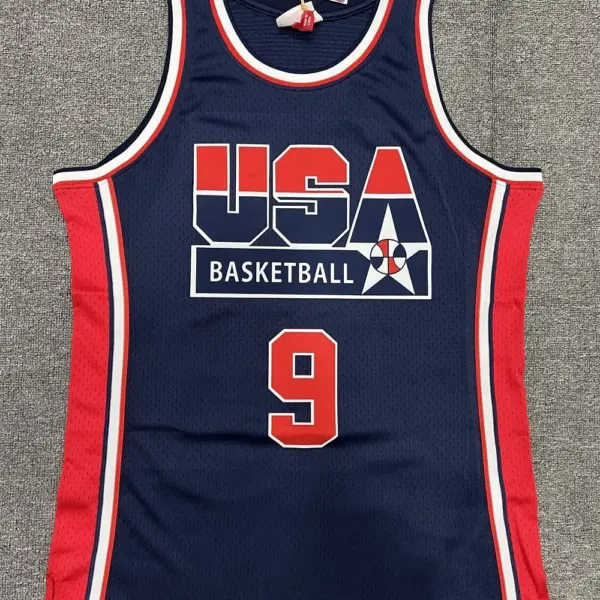 New Arrival Vintage Jersey 1992 USA Basketball No. 9 Jordan No. 15 Johnson No. 7 Bibby Men's Basketball Jersey Sleeveless Tops