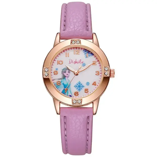 Disney Frozen Snow Princess Aisha Children'S Watches Kids Boys Girls Cute Cartoon Diamond Wristwatch Student Quartz Watch Gift