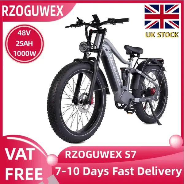 RZOGUWEX S7 adult E-bike1000W all-terrain electric bicycle 48V25Ah city ebike battery 20-inch fat tires E-Mountain bike