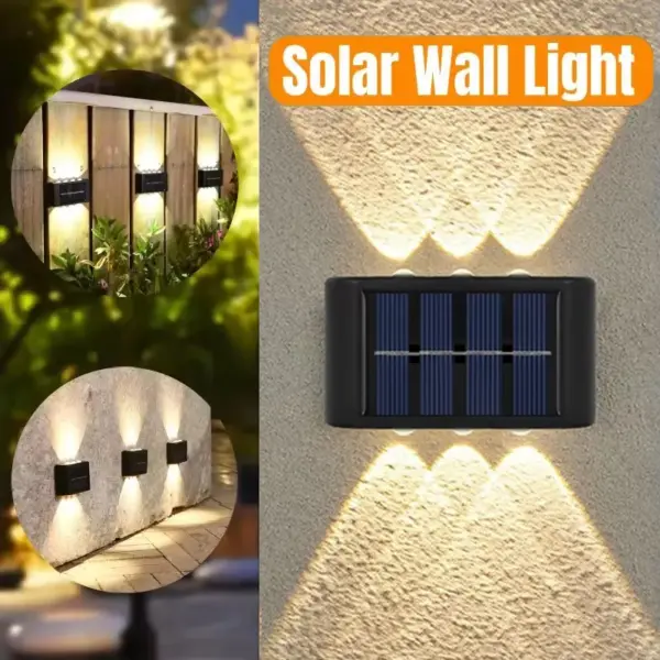 LED Solar Lights Outdoor Waterproof Solar Wall Lamp Up and Down Light Illuminate Garden Fence Decoration Sunlight Powered Lamp