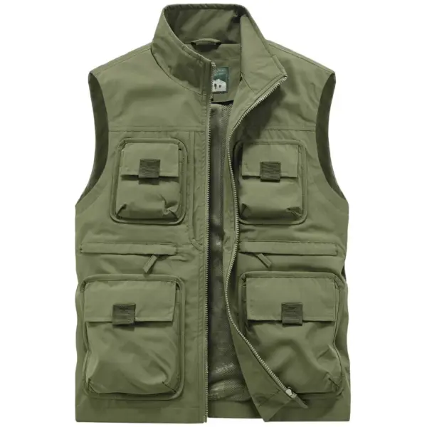 New Summer Men Outdoor Large Pockets Cargo Vests Thin Mesh Breathable Waistcoats Climbing Sleeveless Jackets Male Casual Vests 6