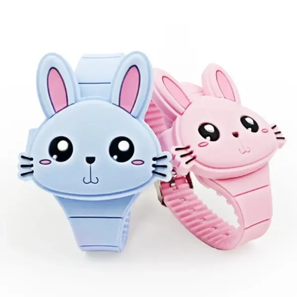 Kids Watch Cute Rabbit Shape LED Digital Watches for Girls Boys BPA Free Fashion Silicone Band Clamshell Design Child Wristwatch
