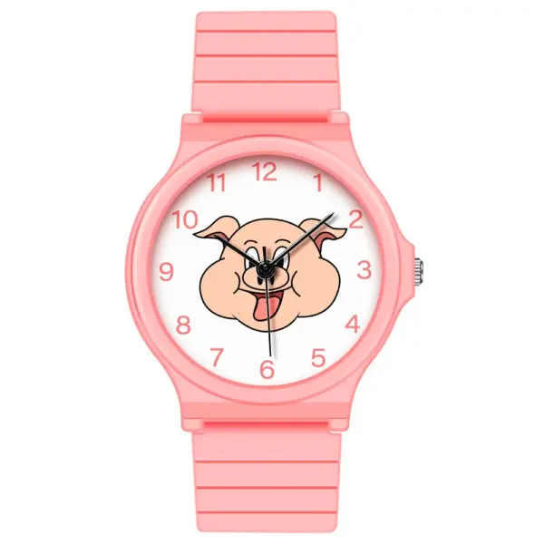 UTHAI 2024 Pink Piggy Watch Girls Student Children Cute Cartoon Wristwatch Men's and Women's Fashion Quartz Clock Watches gift