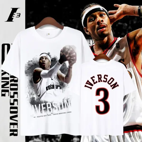 2025 new Iverson T-shirt men Philadelphia 76ers around basketball clothes No. 3 short sleeve training sports casual shirt men