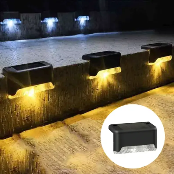 4PCS Solar LED Wall Light Step Railing Patio Stair Yard Garden Decoration Solar Deck Light Decor Outdoor Holiday Home Parterre