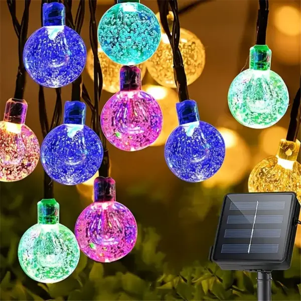 20/50/100 Led Solar String Lights Outdoor Crystal Globe Lights with 8 Modes Waterproof Solar Powered Patio Light for Garden
