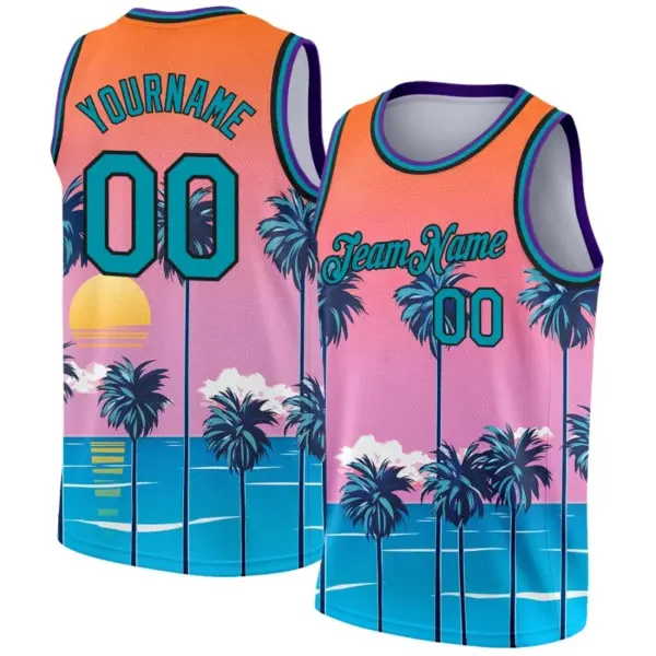 Customized Name Numbers Pattern Tank Tops Men Hawaiian Fruit Coconut Tree Basketball 3D Print Tees Summer Sports O-Neck Vest Top