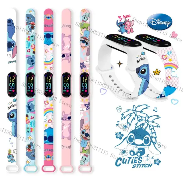 Disney Lilo&Stitch Children's Watch action figure cute Print LED Electronic Waterproof Sports Bracelet Watch kids birthday gifts