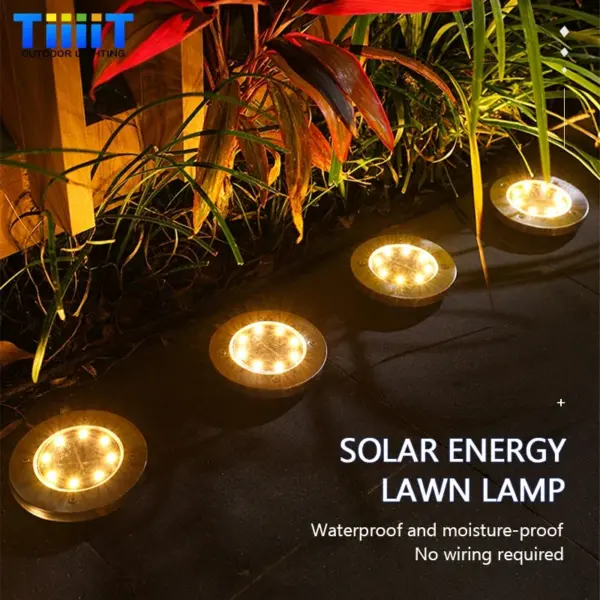 8/20LED Outdoor Solar Disc Light IP65 Outdoor Garden Solar Underground Lamps Deck Light Buried Solar Garden Decorative Light