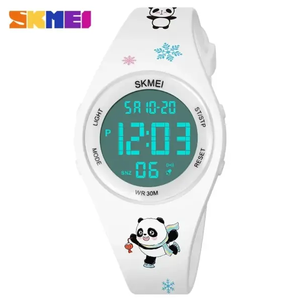 SKMEI 1865 Lovely Kids Wristwatches Waterproof Back Light Sport Clock Boys Girls Cute Cartoon Panda Pattern Children Watch 1578