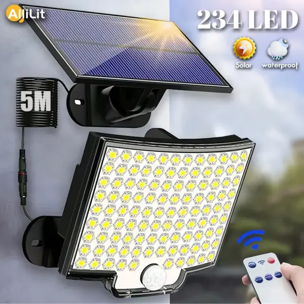 234LED Solar Lights Outdoor 3 Working Modes Super Bright Motion Sensor IP65 Waterproof Flood Wall Security Lights Garage Yard